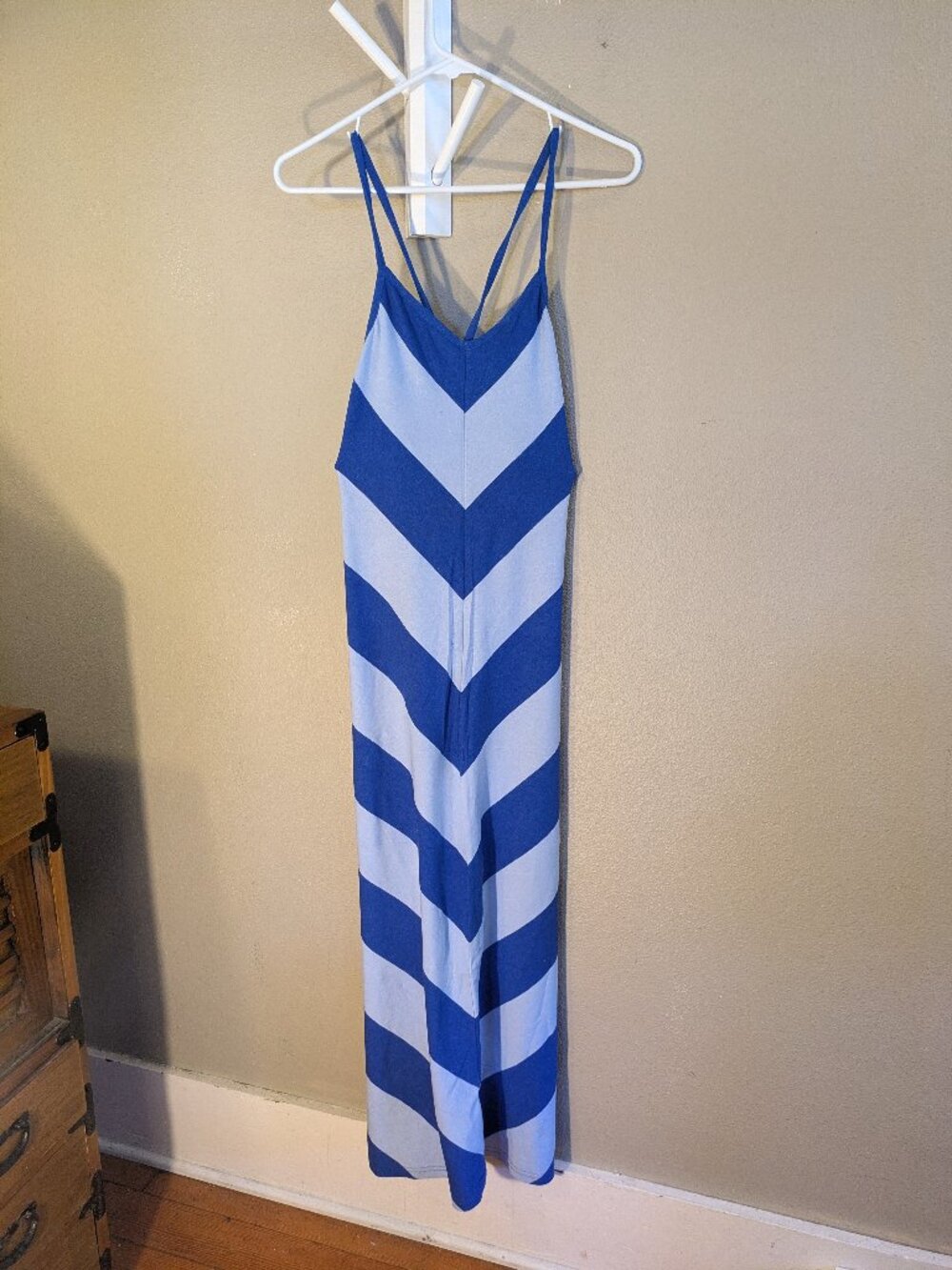 Gap Chevron Stripe Blue Maxi Dress